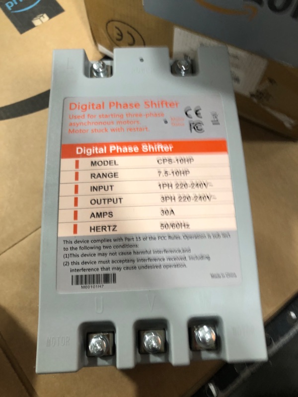 Photo 2 of YMYP Single Phase to 3 Phase Converter - 10HP 30A 220V, Digital Phase Shifter for Residential and Light Commercial Use, 220V-240V Input/Output (One Converter for One Motor Only)