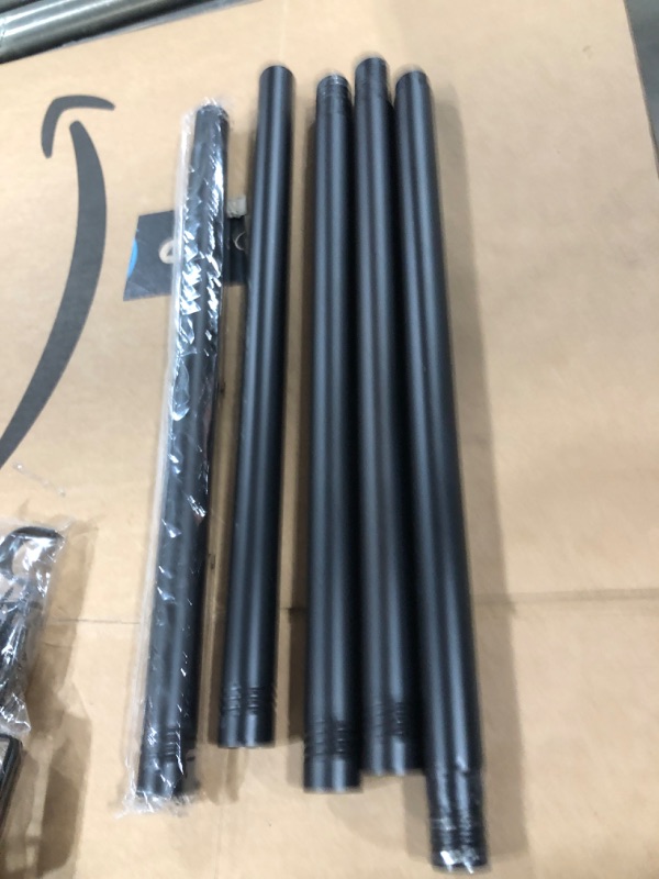 Photo 1 of Zeerobee Curtain Rods for Windows 48 to 84, 1 Inch Black Curtain Rod Set, Heavy Duty Drapery Rods with Adjustable Curtain Rods, Outdoor Modern Curtain Rod with Simple End Caps, 32"-86", Black