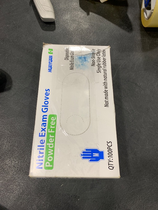 Photo 1 of Style Setter Powder-Free Nitrile Disposable Exam Gloves, Industrial Medical Examination, No Latex Rubber, Non-Sterile, Food Safe, Textured Fingertips, Ultra-Strong, Blue-Size Medium, Pack of 100