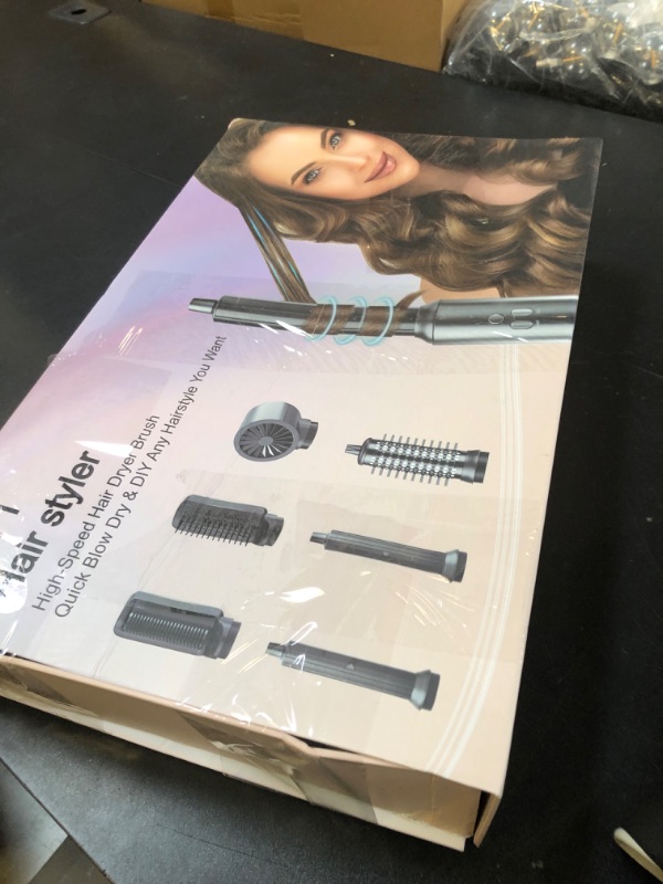 Photo 2 of 6 in 1 Air Styling & Drying System, Powerful High Speed Hair Dryer Brush & Multi-Styler with Auto Wrap Curlers,Hair Straightener Brush,Round Volumizing Brush,Soft Smoothing Brush