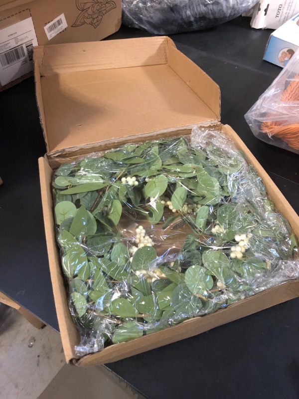 Photo 1 of Pinkpum Eucalyptus Wreaths for Front Door Wreath Welcome Sign for Spring Summer Green Wreath