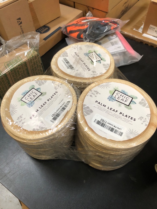 Photo 1 of Chic Leaf 100% Compostable Disposable Palm Leaf Plates 6 Inch Like Bamboo Plates Round (50 pc) - Premium Appetizer Plates for Wedding and Party Events - Sturdy Eco Friendly Disposable Plates (PACK OF 3)