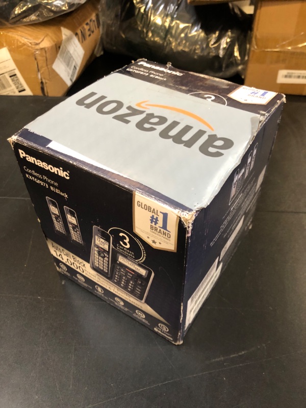 Photo 1 of Panasonic Cordless Phone with Advanced Call Block, Link2Cell Bluetooth, One-Ring Scam Alert, and 2-Way Recording with Answering Machine, 3 Handsets - KX-TGF973B (Black with Silver Trim)