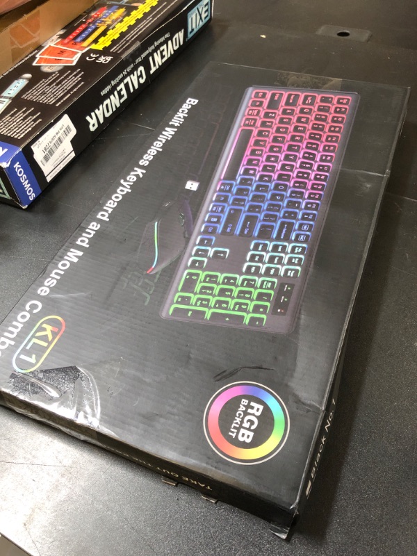 Photo 1 of Wireless Keyboard and Mouse Combo - RGB Backlit, Rechargeable & Light Up Letters, Full-Size, Ergonomic Tilt Angle, Sleep Mode, 2.4GHz Quiet Keyboard Mouse for Mac, Windows, Laptop, PC, Mint Green