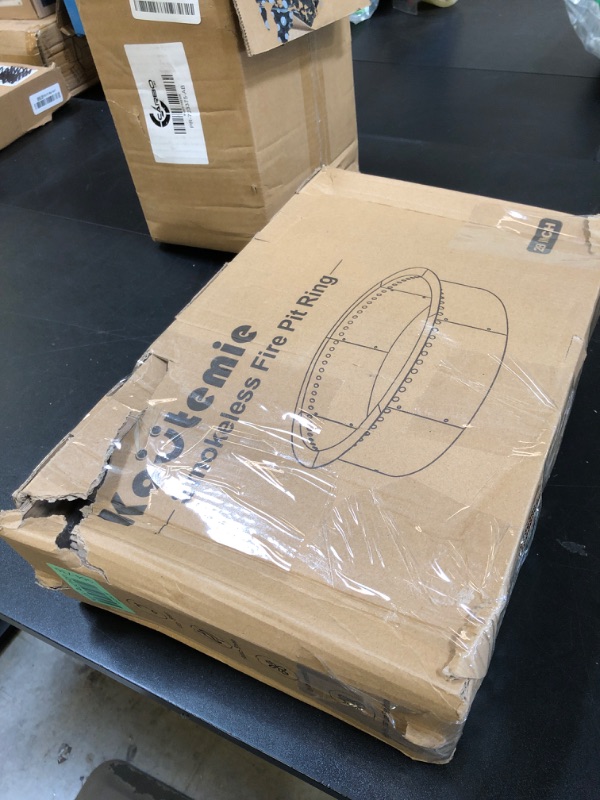 Photo 1 of Outdoor Smokeless Fire Pit Ring Liner 32-Inch Outer/28-Inch Inner Diameter, Heavy Duty Solid Metal Steel Round Firepit Rim Insert for Outside DIY Campfire Ring Above or In-Ground, Black