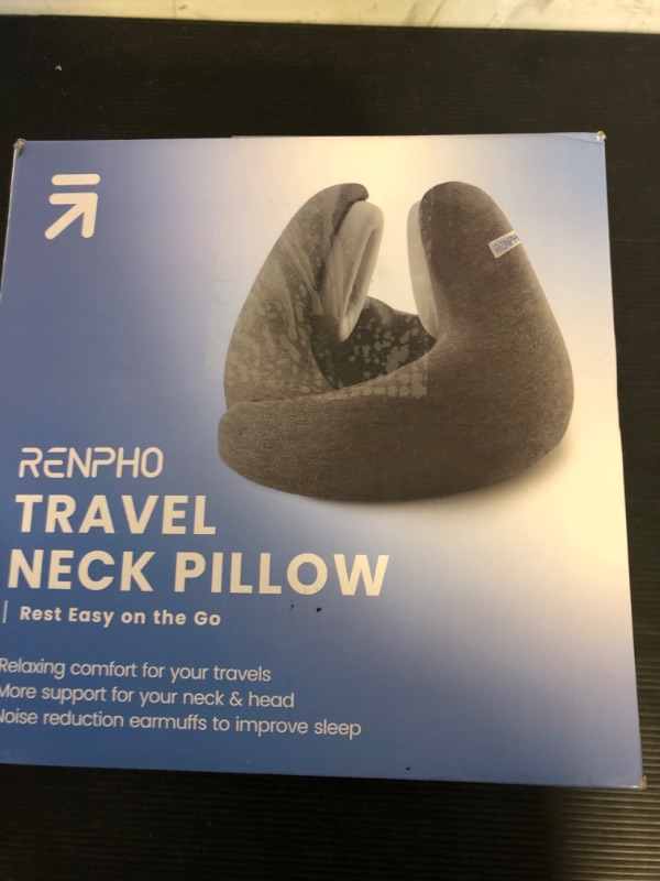 Photo 2 of RENPHO Neck Pillow Airplane for 360°Neck Support, Travel Pillow with Noise Reducing, Premium Memory Foam Travel Pillows for Airplanes, with Storage Bag, Suitable for Office or Long Trips (Grey)