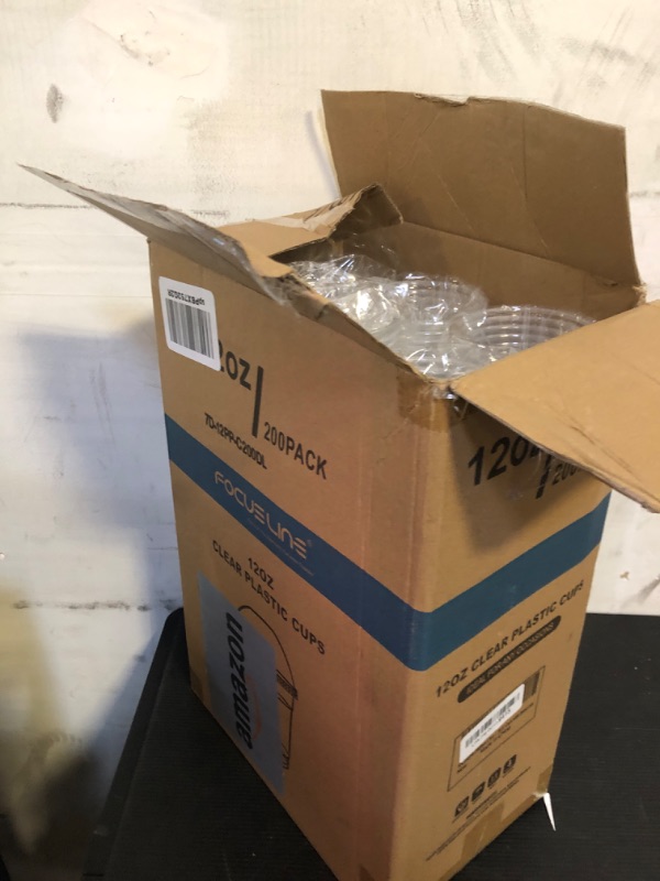 Photo 1 of FOCUSLINE 12oz Clear Plastic Cups, Disposable Cold Drinking Cups, 12 Ounce Clear Cups with Dome Lids with Holes for Smoothie, Milkshake, Bubble Tea, Parfait