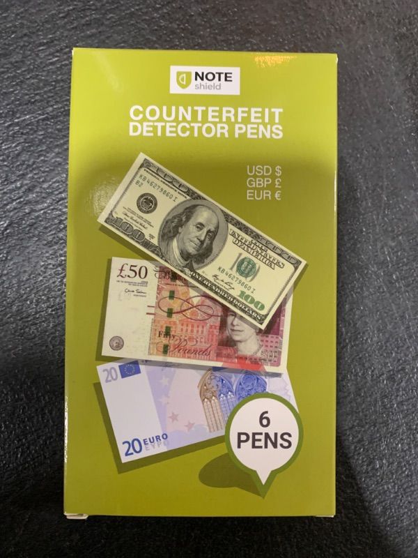 Photo 1 of NoteShield 6 Pack Counterfeit Detector Pen Counterfeit Pens Bill Pens Money Marker Detect Fake Marker, Check Bills False Currency Counterfit Marker Pen
