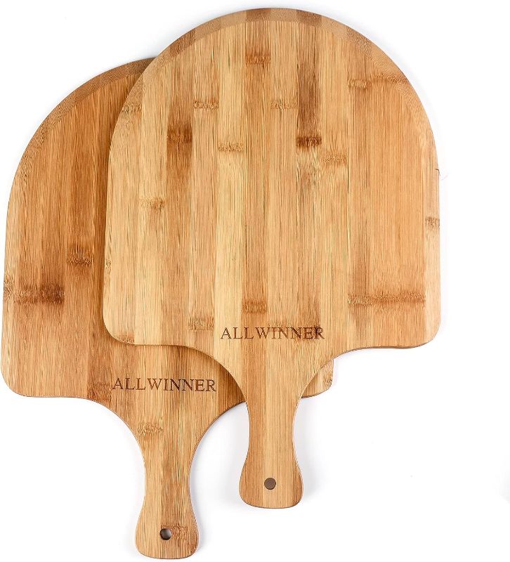 Photo 1 of 12 Inch Pizza Paddle, 2 Pack Bamboo Pizza Paddles, Wooden Pizza Peels for Making Pizza, Pizza Bread Cake Cutting Board for Kitchen
