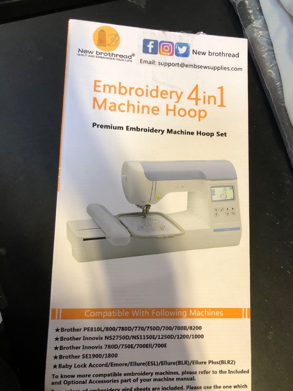 Photo 2 of New brothread Embroidery Machine Hoop 4 in 1 Set (SA442+SA443+SA444+SA445) for Brother PE900 PE800 PE780D PE770 PE700 PE750D SE1900 SE1800 Innovis 1250D/1200/1000 PC8500 Babylock Accord /Emore /Ellure