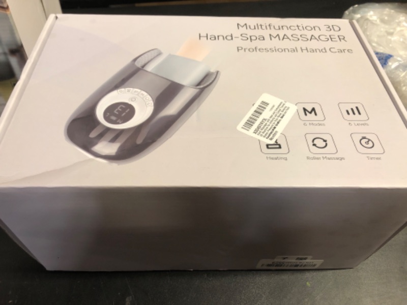 Photo 1 of Hand Massager with Heat and Compression, 3D Machine for Arthritis and Carpal Tunnel Syndrome Relief, 6 Levels Pressure Point Massage, Wrist and Palm Kneading with Blowing Mode, Gifts for Women, Black