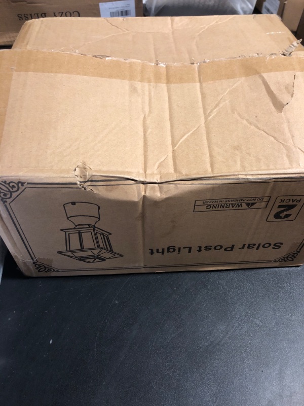 Photo 1 of Suponar Metal Solar Post Lights 2 Pack, Solar Post Cap Light, Solar Lamp Post for Pole Fence Deck Garden Yard Patio Porch Outdoor Decor, Warm White