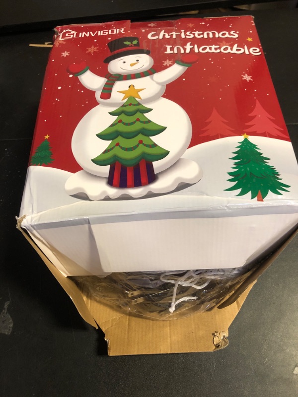 Photo 1 of 8FT Christmas Inflatables Snowman Outdoor Decorations with Christmas Tree Built-in Colorful Rotating LED Lights Christmas Blow Ups Decorations for Yard Garden Lawn Xmas Holiday Decor