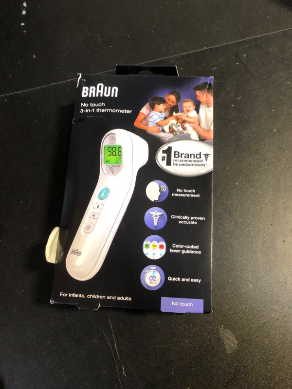 Photo 1 of Braun No Touch 3-in-1 Thermometer, Measures Forehead, Liquid and Food Temps, Professional Accuracy and Color Coded Fever Guidance for Babies, Kids, Toddlers and Adults, FSA and HSA Eligible