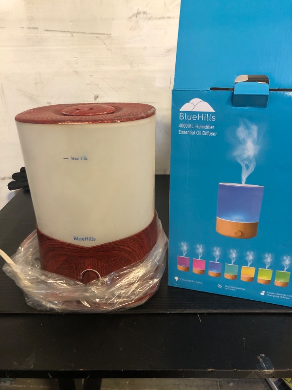 Photo 2 of BlueHills Premium 4000 ml XL Essential Oil Diffuser 4L 4 Liter 70 hour run Humidifier Aromatherapy 1 Gallon Big Capacity High Mist Output for Large Room Home Mood Lights Wood Grain E403