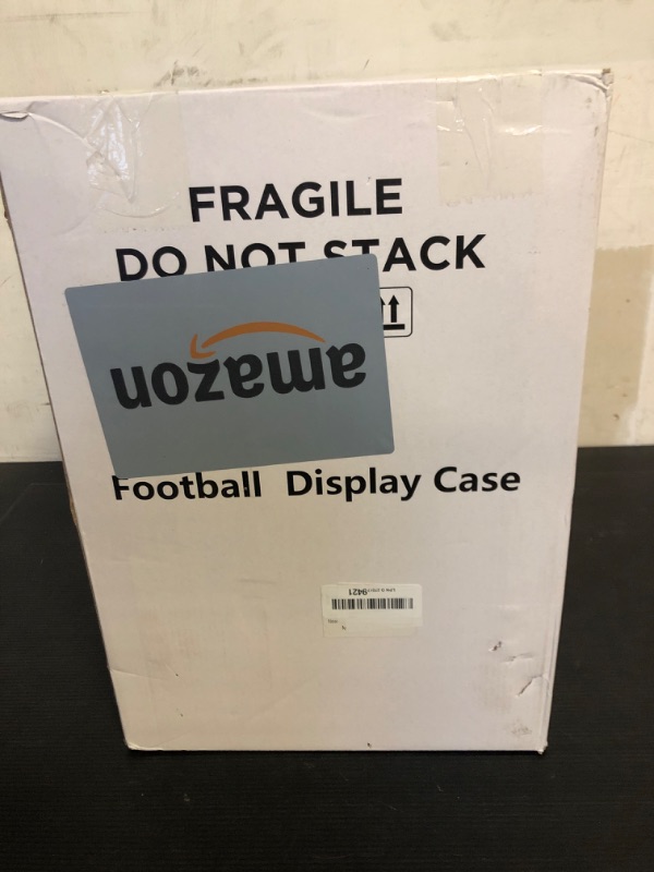 Photo 1 of Medikaison Football Display Case Wall Mount Lockable Clear View Full Size Anti Fade UV Protective Acrylic Door Wooden Signed Memorabilia Football Box Shelf Holder-Double Ball (single ball cherry)