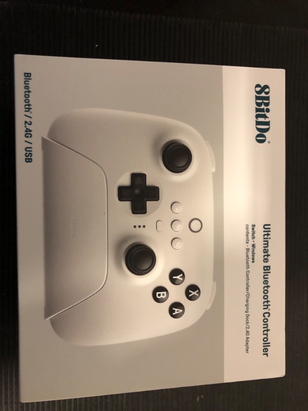 Photo 1 of 8Bitdo Ultimate Bluetooth Controller with Charging Dock, 2.4g Wireless Pro Gamepad with Back Buttons, Hall Joystick, Motion Controls and Turbo Function for Switch, Steam Deck & PC Windows (White)