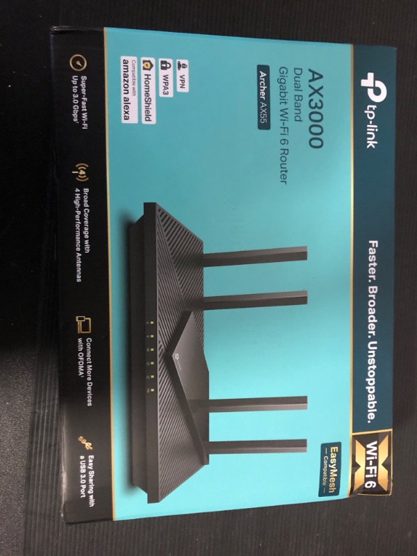 Photo 1 of TP-Link Archer AX55 AX3000 Gigabit Wi-Fi 6 Router