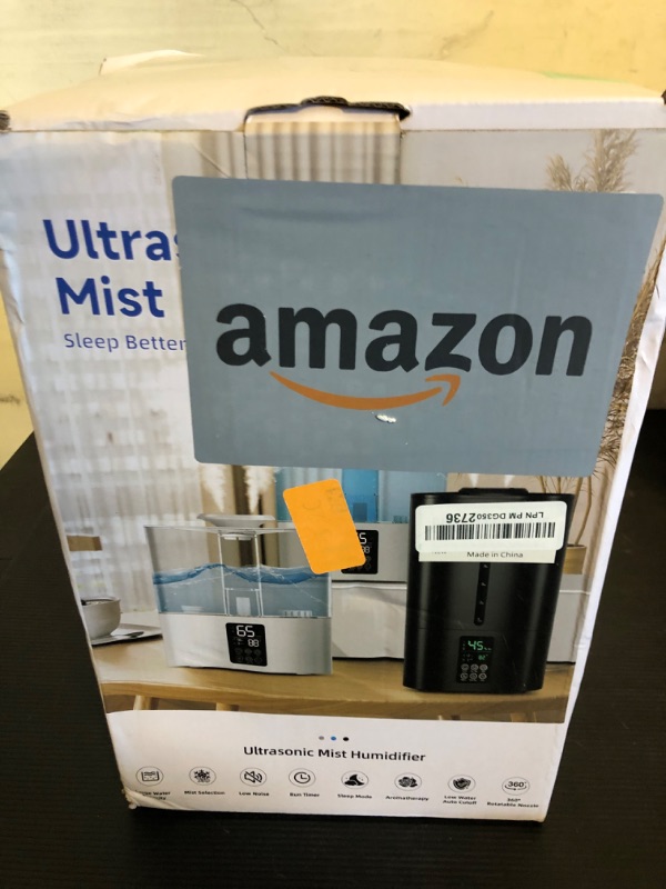 Photo 1 of 6L Humidifiers for Bedroom Large Room Home, Cool and Warm Humidifiers for Baby and Plants Mist Top Fill Desk Humidifiers Essential Oil Diffuser, Quiet with Adjustable Mist,360°Nozzle-Black