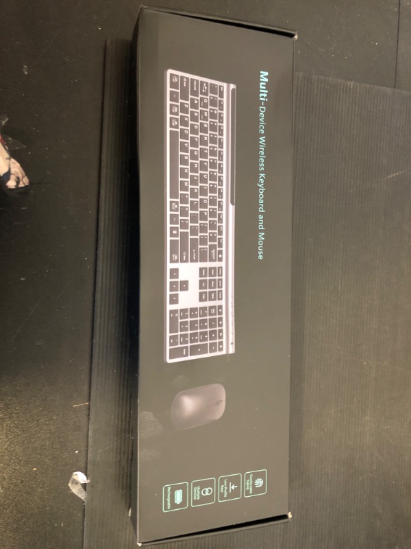Photo 1 of Wireless Keyboard and Mouse Combo, CHESONA Bluetooth Rechargeable Full Size Mulit-Device (Bluetooth 5.0+3.0+2.4G) Wireless Keyboard Mouse Combo for Mac OS/iOS/Windows/Android (Silver Black)