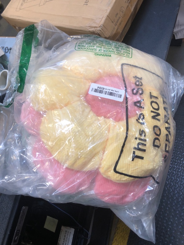 Photo 1 of Reginary 4 Pcs Flower Plush Throw Pillows Cute Flower Floor Pillow Daisy Shaped Floor Cushions Aesthetic Flower Seat Cushion Chair Pads for Kids Seating Bed Bedroom Sofa Decor (Light Color,15 Inch)