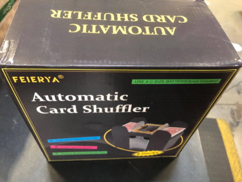 Photo 1 of FEIERYA Automatic Card Shuffler 6 Deck,Battery-Operated Electric UNO Poker Shuffler,Playing Card Shuffler for Home Card Game,Travel