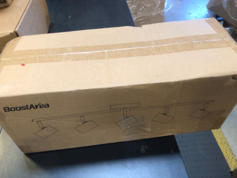 Photo 1 of BoostArea Track Lighting Kit, Kitchen Lighting Fixtures Ceiling, 5 way Ceiling Spot Lights, Rotatable Light Heads, Modern Track Lighting Fixtures Ceiling for Bedroom/Living Room,GU10 Bulb Not Included