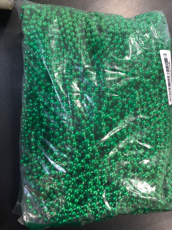 Photo 2 of 100PCS St Patricks Day Accessories, Green St. Patricks Day Beads Necklace, 33" Round Beads Irish Saint Patricks Necklaces Costume Bulk, Parade Throw Accessories for Wedding Birthday St. Patricks Decor