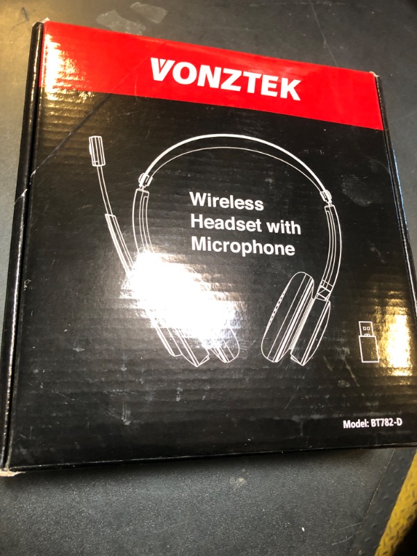 Photo 2 of Bluetooth Headset with Microphone, Wireless Headset with AI Noise Canceling, V5.0 On Ear Headphone with USB Dongle & Mute Button Handsfree 26hrs for PC/Laptop/Smartphone/Tablet/Meeting/Class