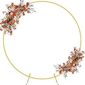 Photo 1 of Putros 6.6FT Gold Round Backdrop Stand Metal Circle Balloon Arch Frame Wedding Arch for Ceremony Birthday Party Anniversary Bridal Graduation Decoration