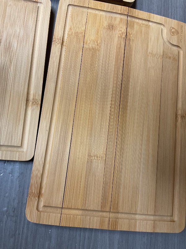 Photo 1 of Cutting Boards for Kitchen - Bamboo Cutting Board Set of 2, Cutting Boards w/Juice Grooves, Thick Chopping Board for Meat, Veggies, Easy Grip Handle - Kitchen Gadgets Gift