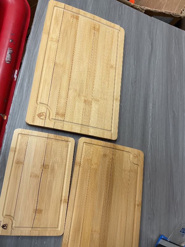 Photo 1 of Cutting Boards for Kitchen - Bamboo Cutting Board Set of 2, Cutting Boards w/Juice Grooves, Thick Chopping Board for Meat, Veggies, Easy Grip Handle - Kitchen Gadgets Gift