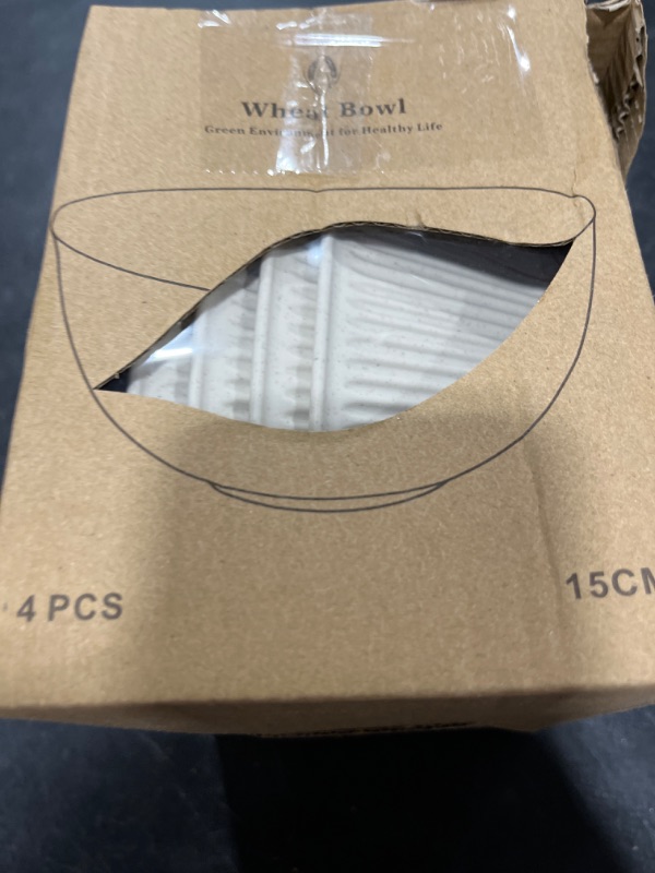 Photo 1 of Plastic Mixing Bowl Set for Kitchen, Food Prep Containers Kitchen Utensils Set of 4 Salad Bowls for Pasta, Fruit, Soup or Cereal, Wheat Straw Dinnerware Set Mixing Bowls for Seasoning or Meal Prep