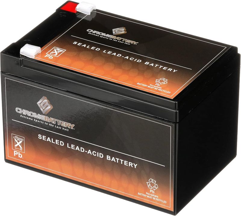 Photo 1 of Chrome Battery 12V 12.5AH SLA Rechargeable Replacement Battery compatible with UPS Back Up, Electric Scooter, Wheelchair and Alarm: 5.94 x 3.86 x 3.74, T2