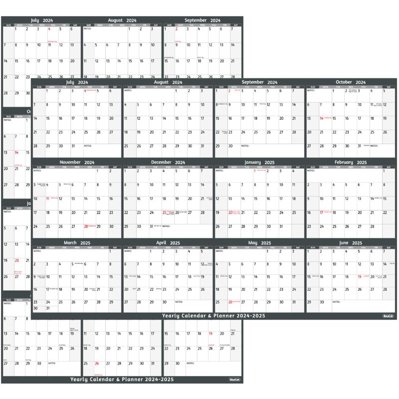 Photo 1 of 2024-2025 Dry Erase Calendar – Large Yearly Wall calendar, 38.2'' x 25.2'', 2-Side Reversible Calendar, Vertical/Horizontal, Jul.2024 – Jun.2025, Grey