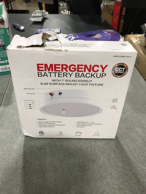 Photo 1 of ZAGO 7 Inch Flush LED Lights with Emergency Battery Backup, Wafer Round Disk Light Emergency Kit, Edgelit, 120-277V, Dimmable, 15W, 1000LM, 5CCT Selectable, ETL/Wet Rated