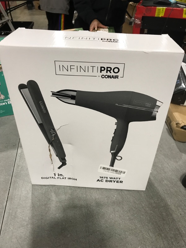 Photo 1 of Conair Limited Edition Bundle | INFINITIPRO by CONAIR Hair Dryer with Diffuser - and - Conair Double Ceramic 1-inch Digital Flat Iron | Plum | Amazon Exclusive