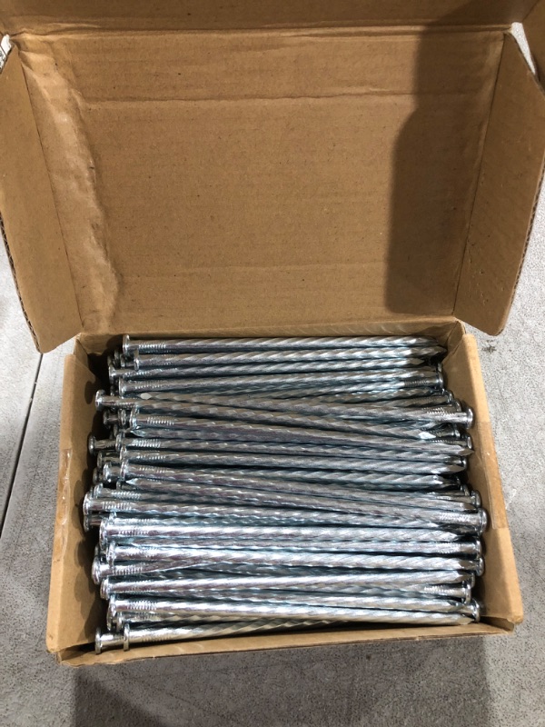 Photo 2 of 50/100/150 Pack 6" Solid Galvanized Non-Rust Metal Garden Stakes Spiral Landscape Edging Anchors for Paver Edging, Gardening, House Construction, etc (150)