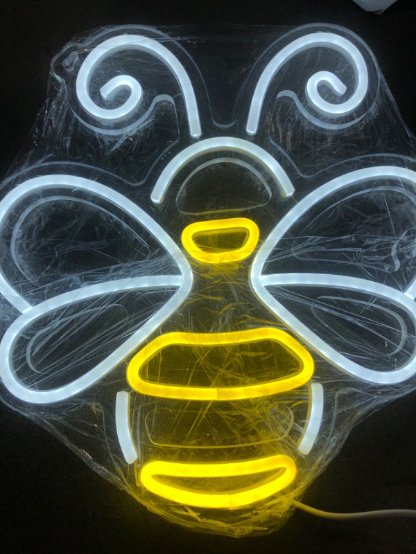 Photo 2 of Woanger Bee Neon Sign Honey Neon Light Sign LED Animal Neon Lamps Gifts for Christmas Wall Hanging Bedroom Room Playground Shop Decor Gift