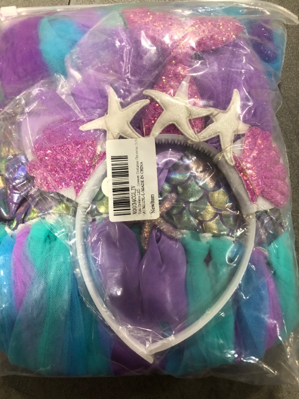 Photo 2 of Tutu Dreams LED Mermaid Dress for Girls Rainbow Light Up Halloween Costumes Christmas Gifts (Purple, 5-6 Years)