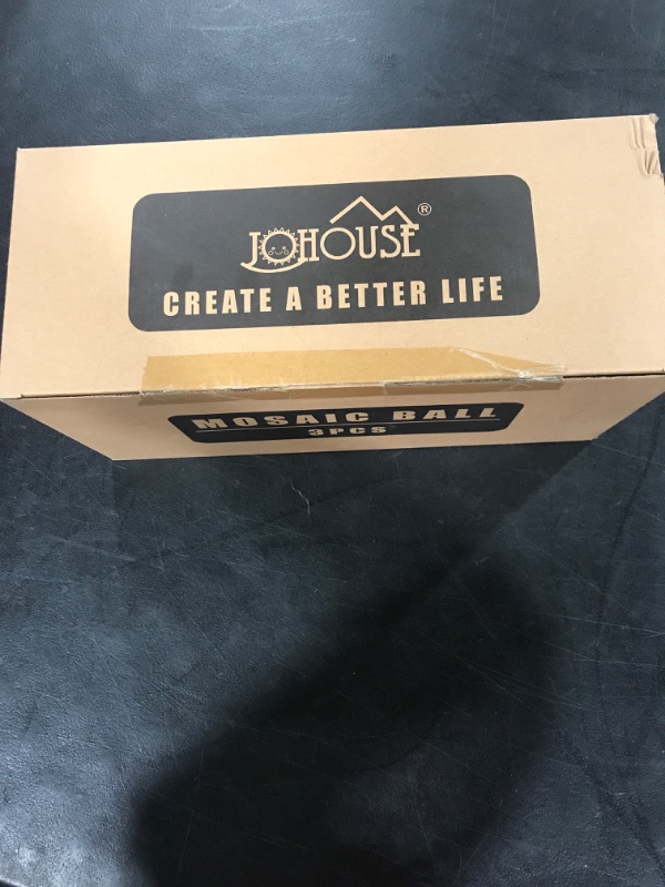 JOHOUSE 3PCS Decorative Glass Orbs and Bowl Set, 3 Inch Mosaic Sphere