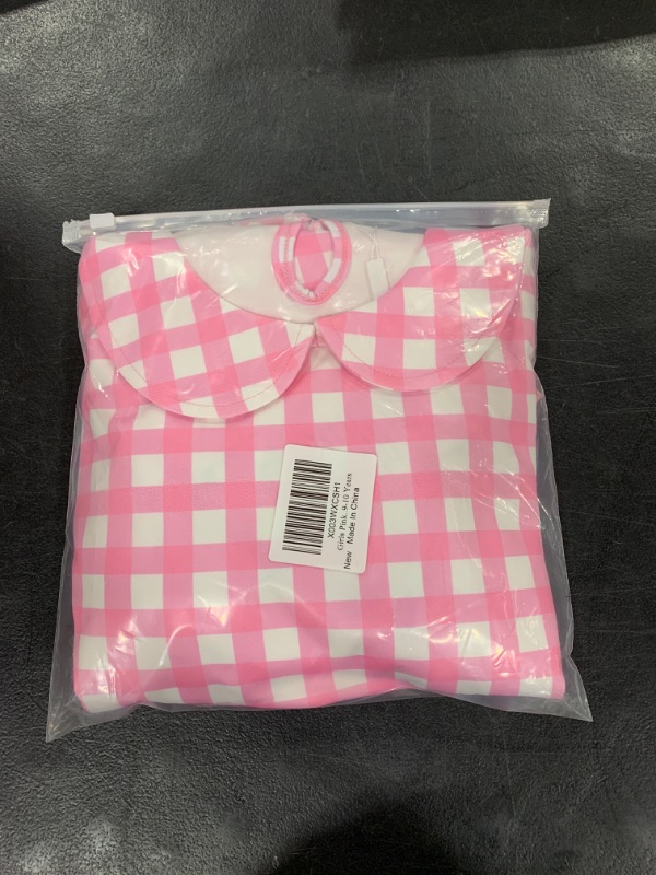 Photo 2 of Girls Pink Plaid Dress, Pink Gingham Mini Dress, Girls Pink Costume Dress Margot Robbie Movie Cosplay Dress Up Kids Birthday Party Tutu Dress + Hat + Bowknot 3pcs Outfits Pink & sleeveless 9-10 Years