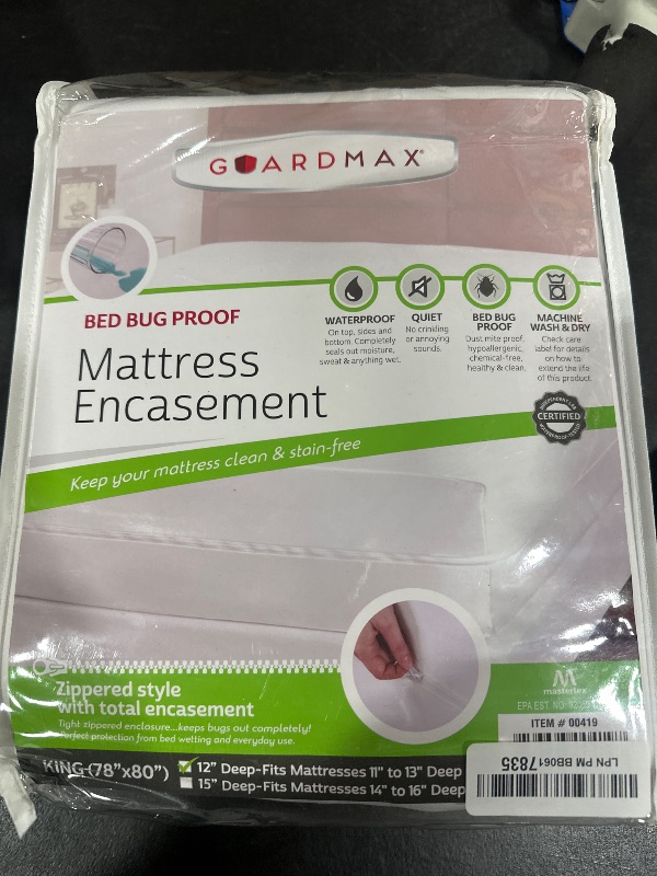 Photo 2 of Guardmax Zippered Mattress Encasement - King Size - 100% Waterproof and Bed Bug Proof Mattress Protector - 6 Sided Absorbent Mattress Cover - Bed Sheet is Soft, Breathable, and Hypoallergenic.