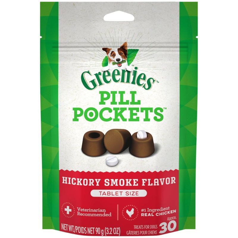 Photo 1 of Pill Pockets Hickory Smoke Flavor Tablet Size Natural Soft Dog Treats, 3.2 Oz., Count of 30, Pack of 30 2 Pack -- EXP NOV 16 2024
