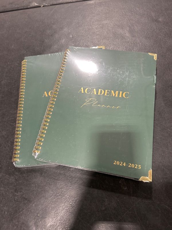 Photo 2 of JUBTIC Academic Planner 2024-2025, July 2024- June 2025, 8.5" x 11", Planner Daily Weekly and Monthly with Monthly Tabs, School Planner for Student/Teacher, Spiral Bound, Large -Dark Green 2 Pack 
