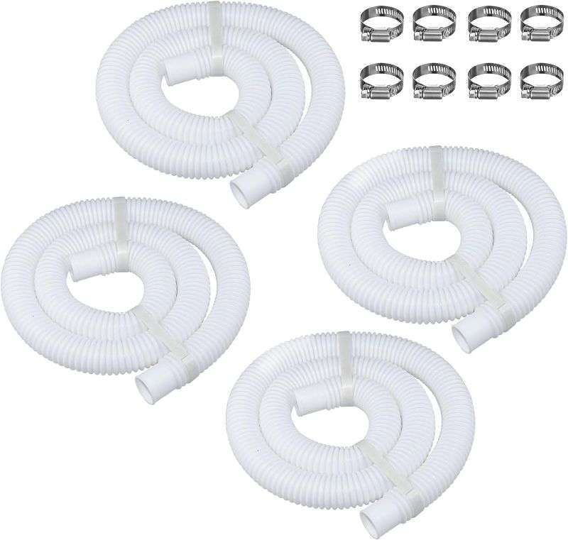 Photo 1 of 1.25" x 59" Pool Hoses for Above Ground Pools Diameter Replacement Hose and Pool Pipe Holders Pool Accessory Compatible with Filter Pumps 330 GPH 530 GPH 1000 GPH (White 4pcs)
