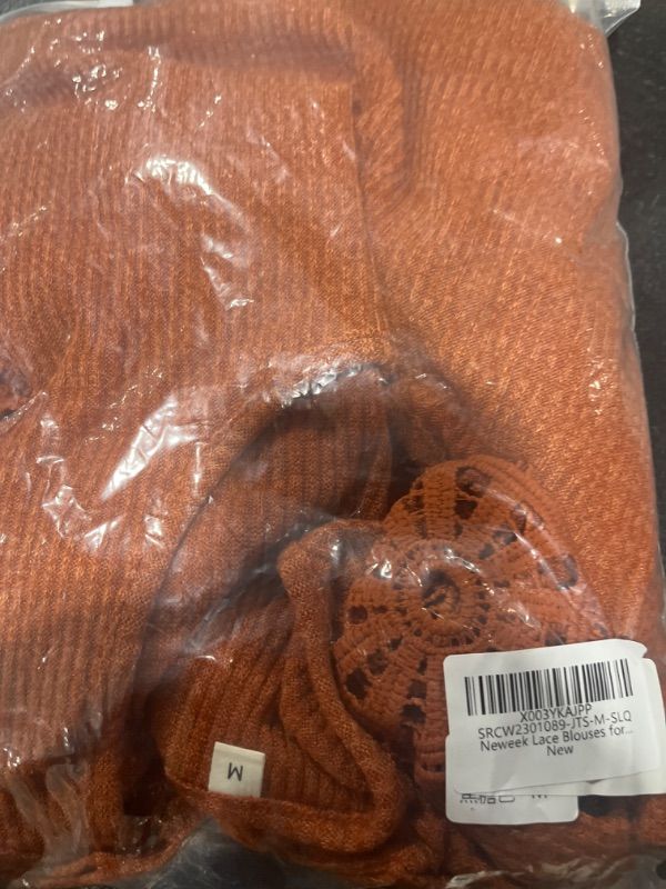 Neweek Crochet Sleeve Sweater Top Bodycon Lace Blouses for Women Square