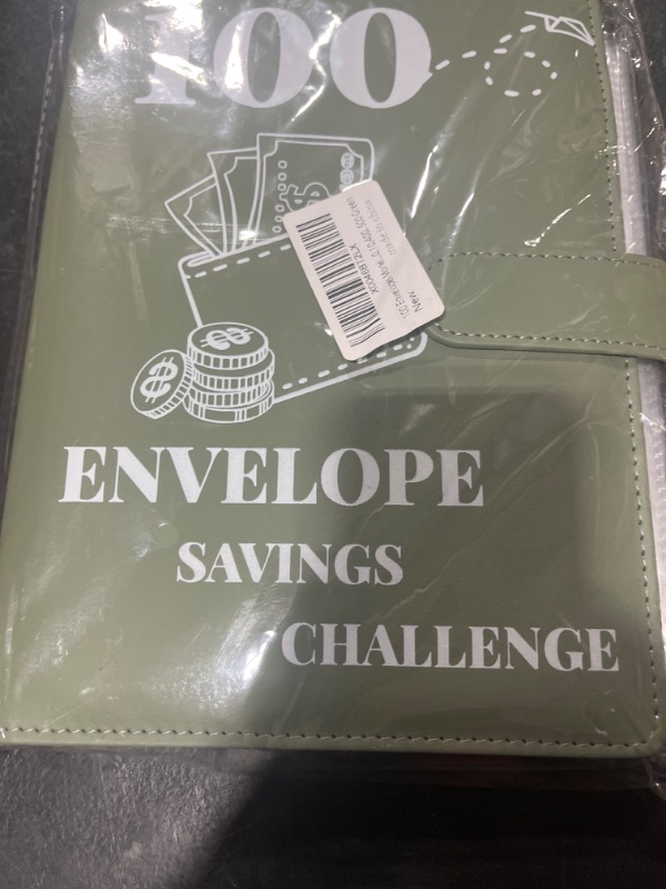 Photo 2 of 100 Envelopes Money Saving Challenge Binder, 2024 New A5 Budget Binder with Cash Envelopes, 6 Rings Savings Challenges Book, Laminated Budgeting Planning Tracker to Save $5050,10,400, 500 Green