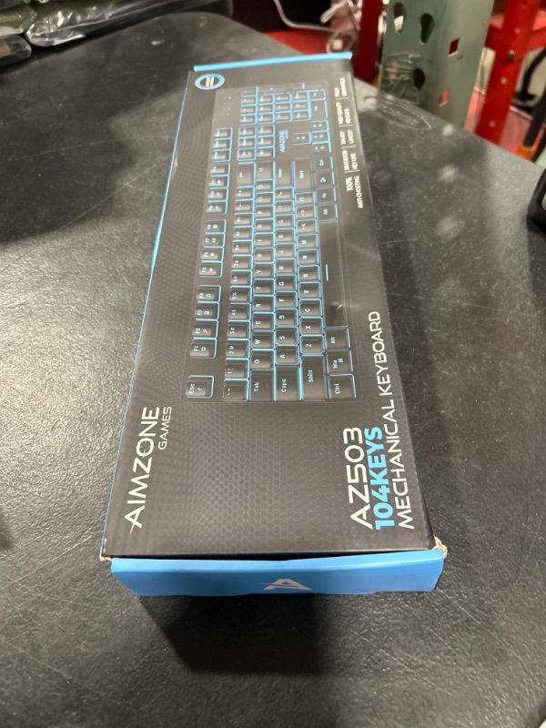 Photo 2 of Aimzone Gaming Keyboard Mechanical, 104 Keys Ultra-Slim LED Backlit USB 100% Wired Gaming Keyboard Full Size, Durable ABS Keycaps/Anti-Ghosting/Spill-Resistant Computer Keyboard for PC Mac Xbox