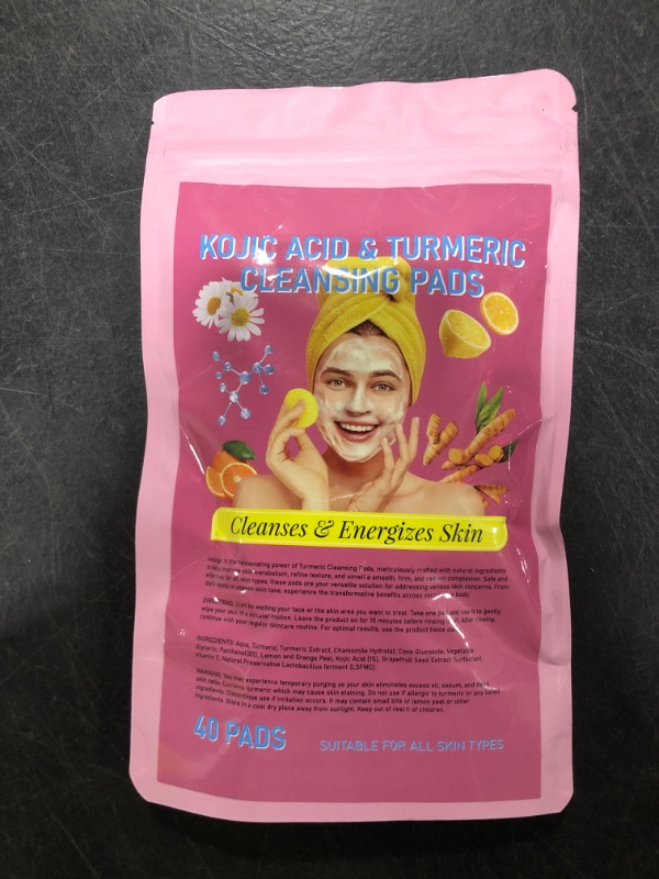 Photo 2 of Turmeric Kojic Acid Cleansing Pads,Turmeric and Kojic Acid Face Pads,Turmeric Kojic Acid Pads for Face (40 Pads/Pack)